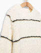 Pull grosses mailles, rayures fille-3