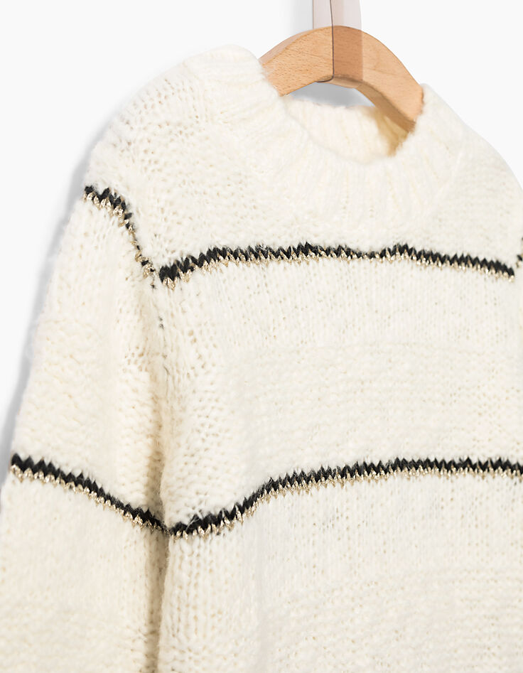 Pull grosses mailles, rayures fille-3