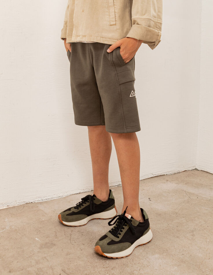 Khaki Jungencargobermudas aus Sweatstoff-2