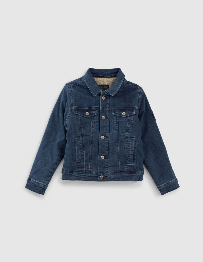 Boys’ vintage blue denim jacket with detachable hood - IKKS