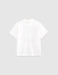 Boys' white organic cotton T-shirt, trumpet player image-3