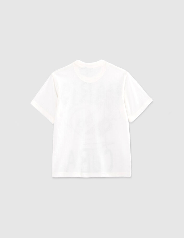 Boys' white organic cotton T-shirt, trumpet player image - IKKS