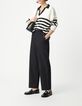 Black and ecru striped sailor sweater with contrasting polo collar Women-1