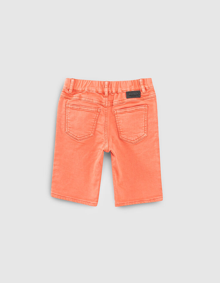 Koraalrode bermuda knitlook biokatoen jongens -1 Koraalrode bermuda knitlook biokatoen jongens -1