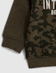 Sudadera caqui camuflaje mensaje bordado bebé niño-6
