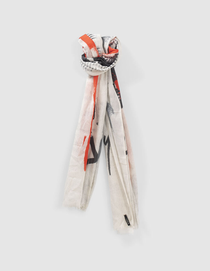 Fular crudo estampado negro mujer-1