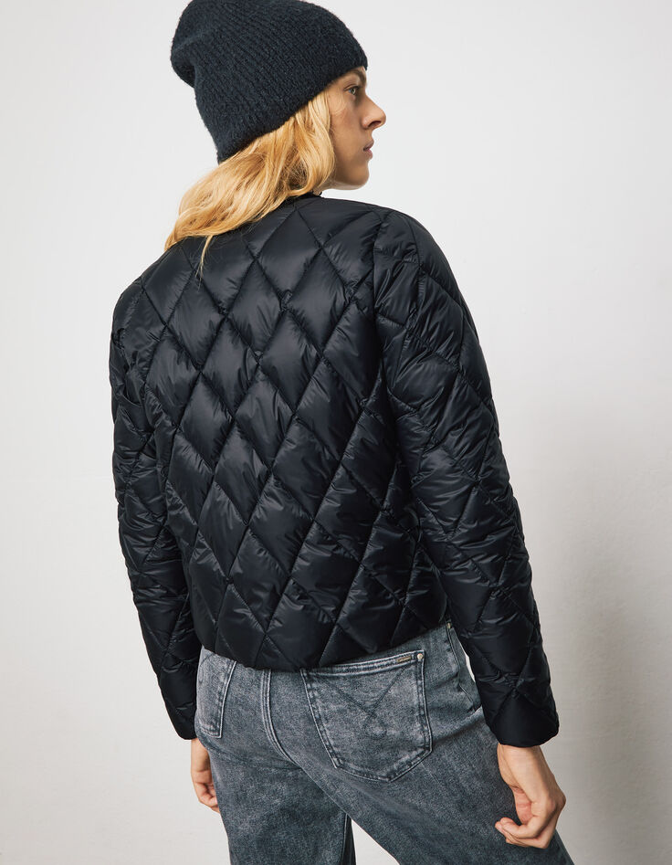 Women’s black quilted light padded jacket with braid-3