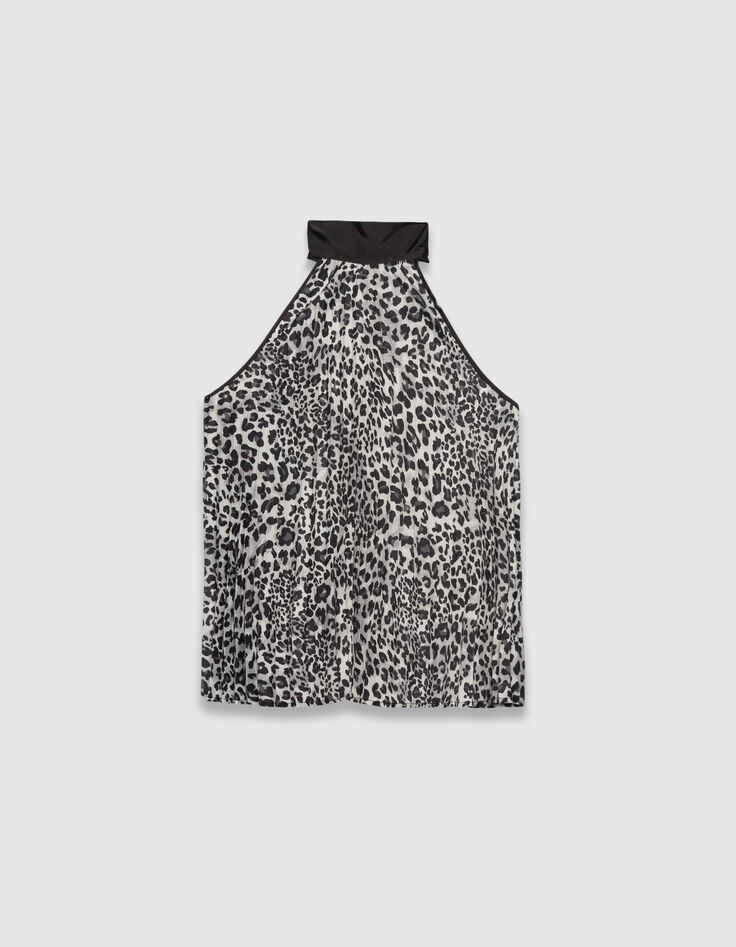 Top gris poliéster reciclado estampado pantera mujer-5