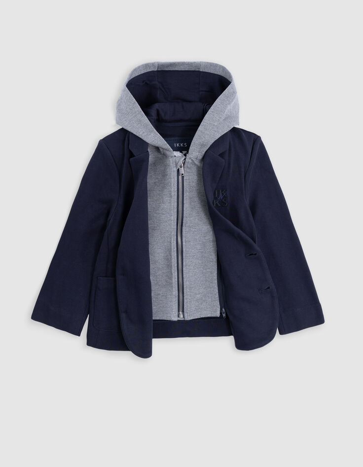 Boys' navy suit jacket with removable piping-5