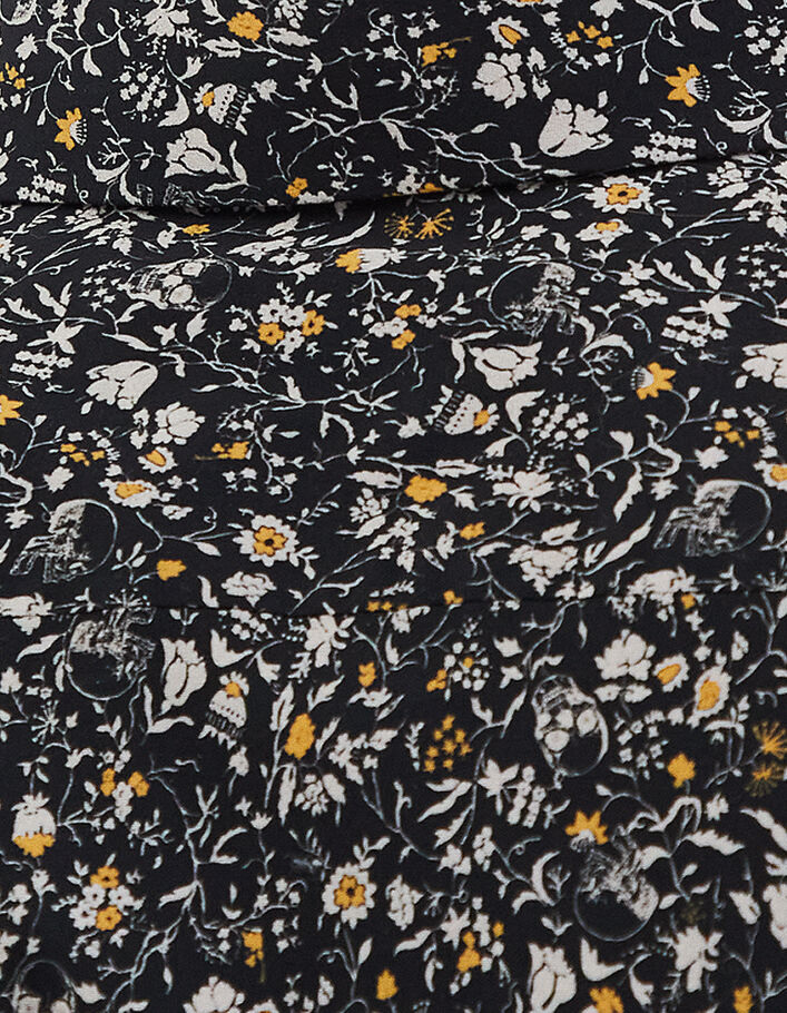 Zwart SLIM hemd bloemenprint Heren-7