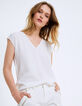Top jacquard décolleté nœud dos femme-1