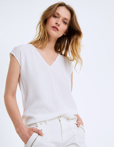 Top jacquard décolleté nœud dos femme - IKKS