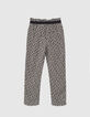 Zwarte vloeiende broek Ecovero® lelieprint meisjes-3