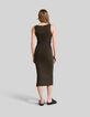 Kaki gebreide bodycon-jurk voor dames-3