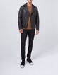 Zwart leren jack bikerstijl Heren-7