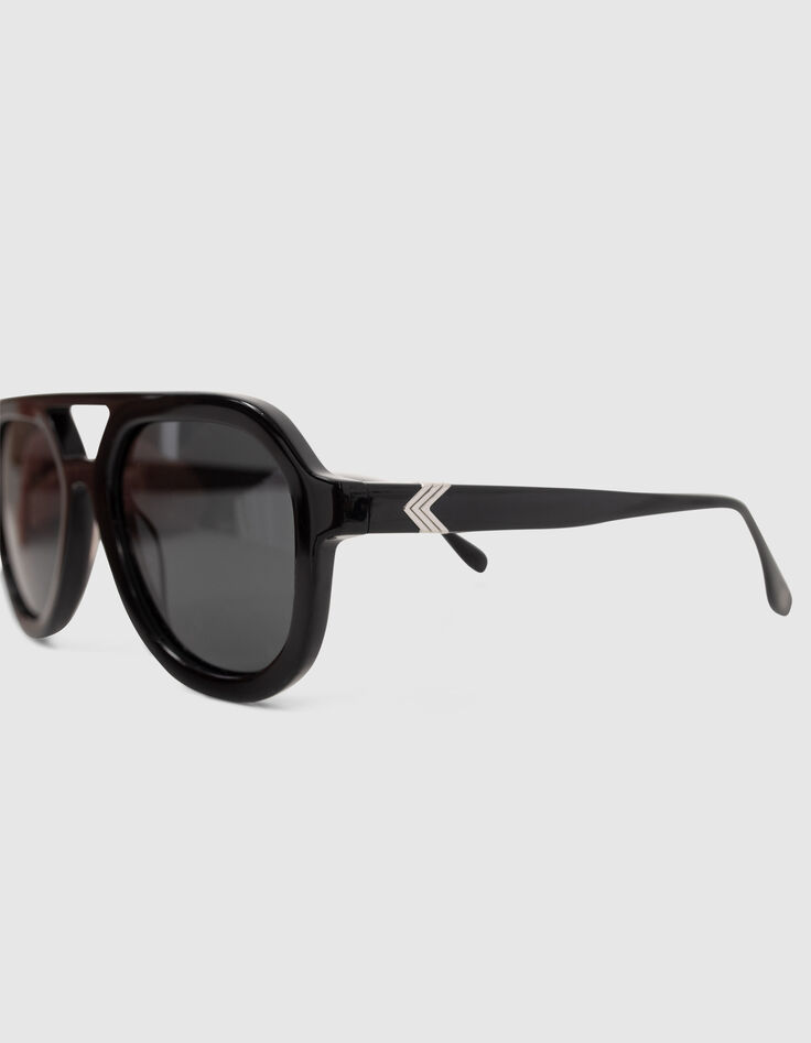 Lunettes solaires noires style pilote Femme-2