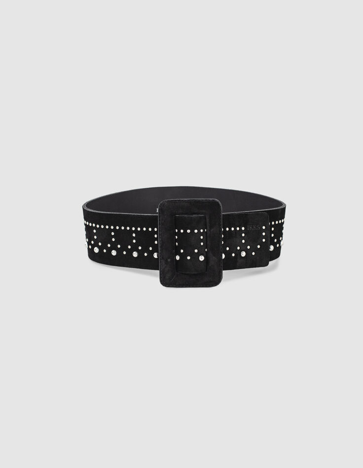 Women’s black suede studded dress belt-6