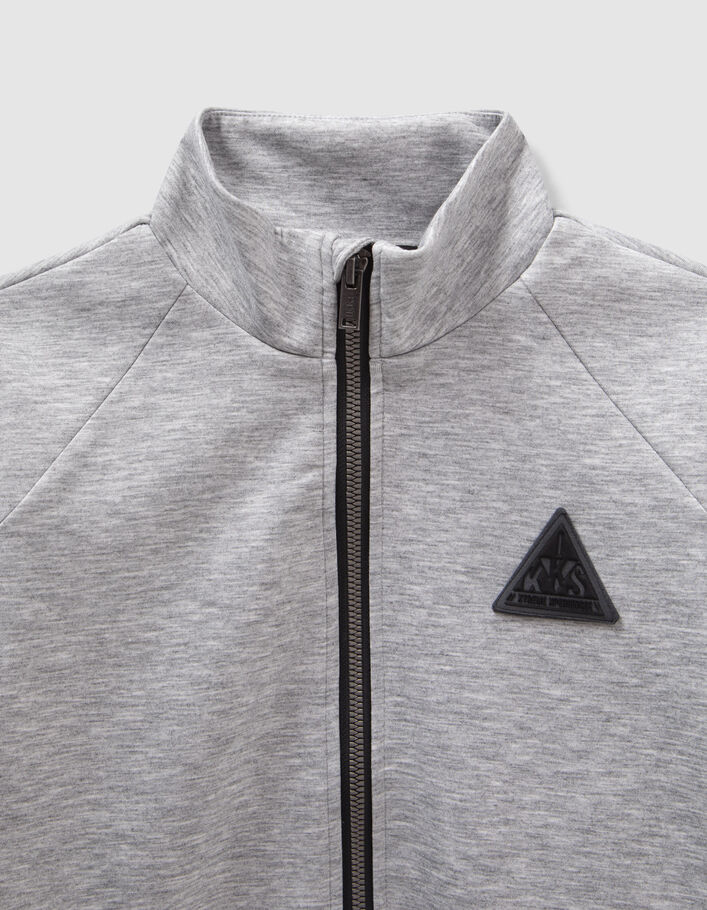 Graue Jungensweatjacke mit Details und Reflektoren-5