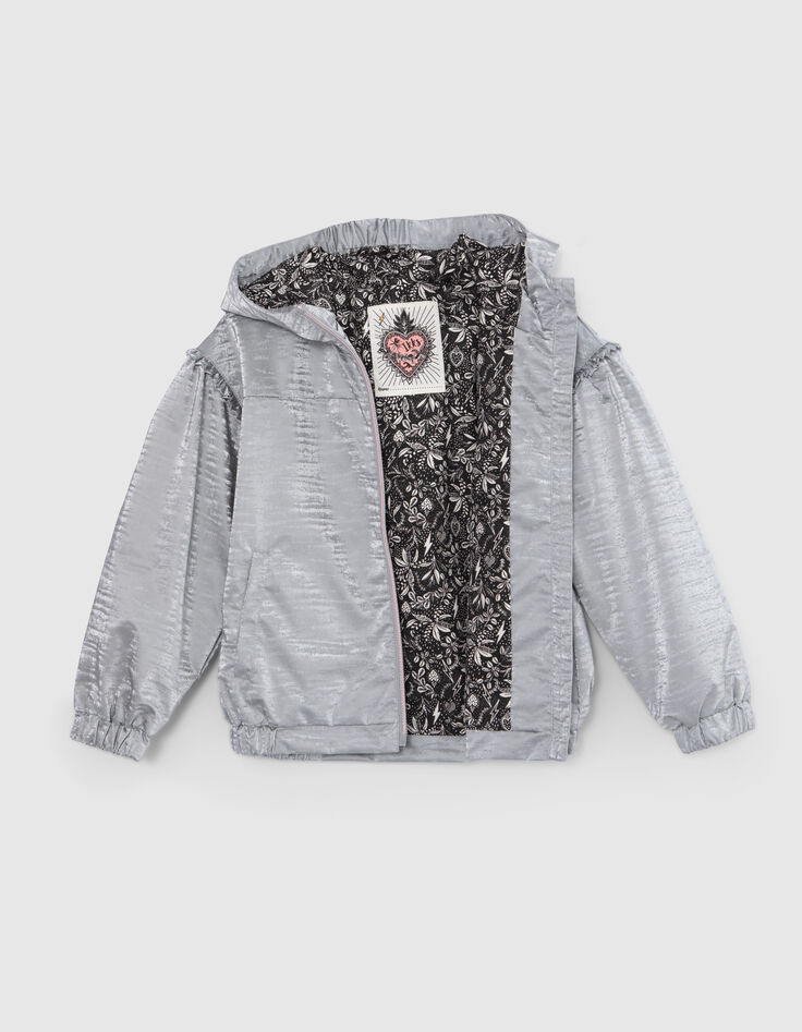 Silberfarbene Mädchen-Windjacke, Recycling, Fantasie-Motiv-6