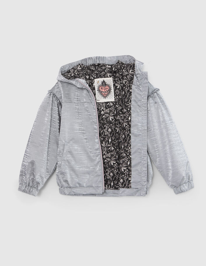Girls' silver recycled windcheater with decorative motif - IKKS