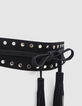 Women’s black studded suede wide belt-4