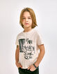 Boys’ ivory organic T-shirt with concert image-2