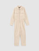 Girls&rsquo; light beige zipped jumpsuit-2