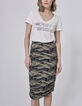 Women’s camouflage motif cotton pencil skirt -1