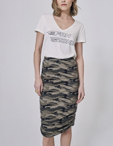 Women’s camouflage motif cotton pencil skirt  - IKKS