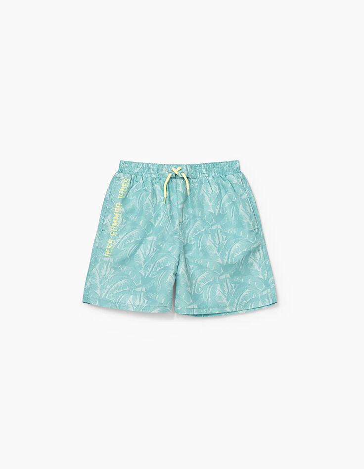 Boys' emerald leaf print swim shorts -1 Boys' emerald leaf print swim shorts -1