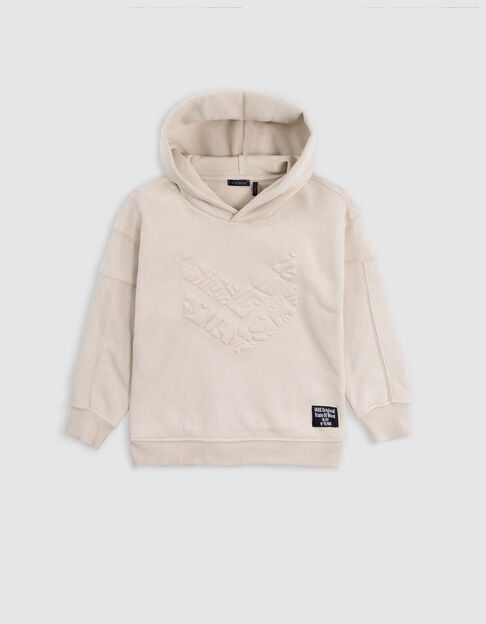 Sudadera beige de niño con maxi relieve de espiga - IKKS