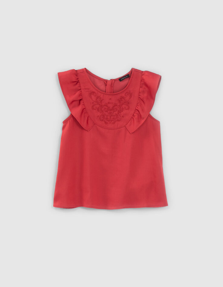 Rote, ärmellose Mädchenbluse-1