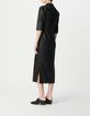 Robe midi noire dentelle effet enduit Femme-3