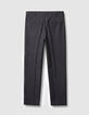 Pantalon de tailleur bleu marine mix lin coton 7/8e Femme-2
