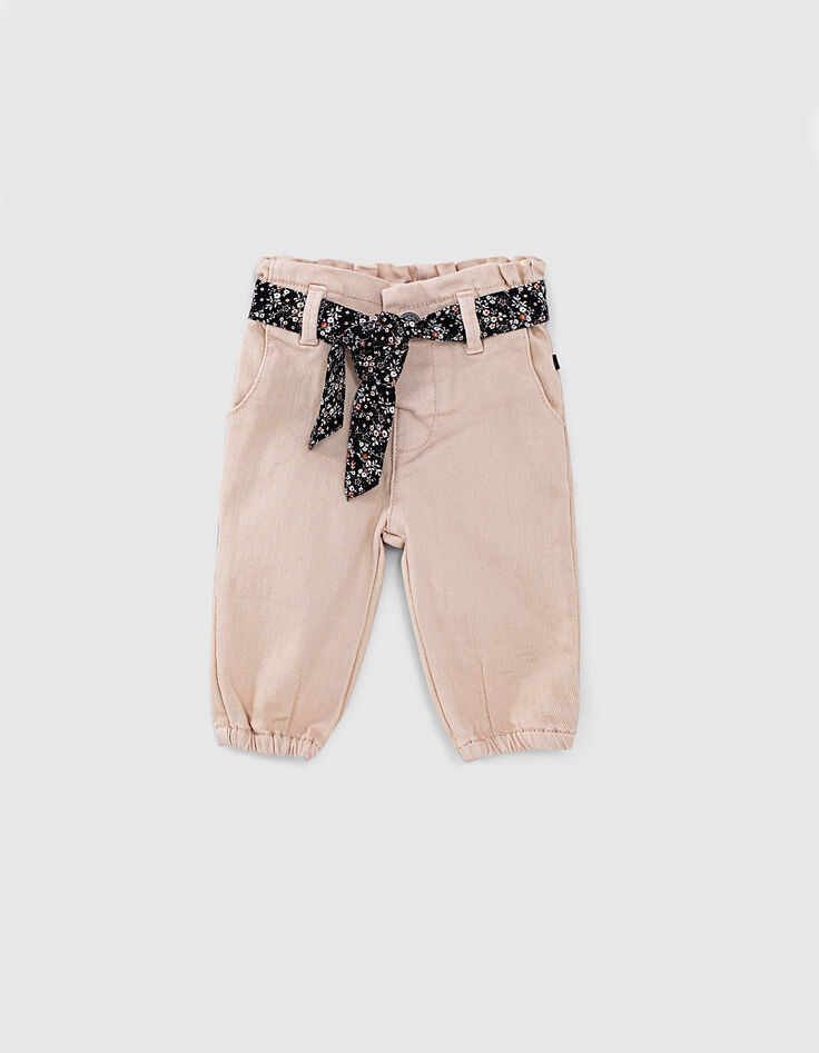 Vaquero rosa empolvado con cinturón fular bebé niña-1 Vaquero rosa empolvado con cinturón fular bebé niña-1