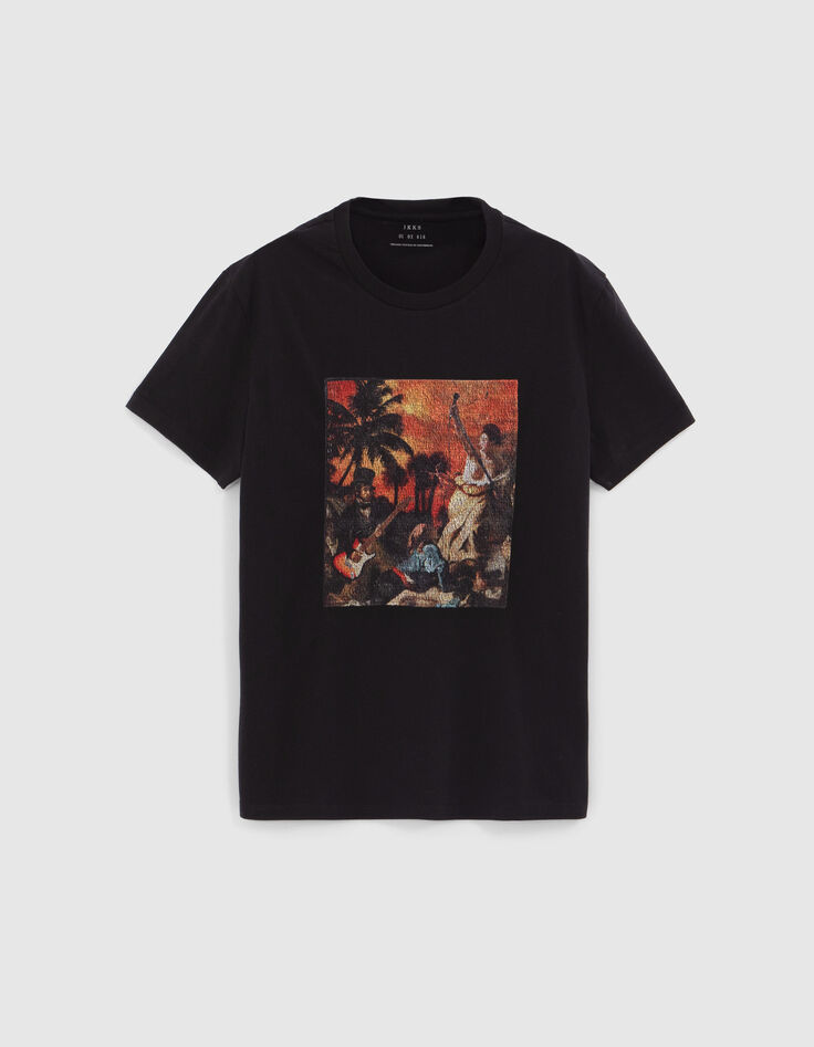 Schwarzes Herren-T-Shirt mit Arty-Rock-Stickerei-6