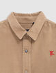 Chemise camel velours milleraies brodée K-éclair garçon-2