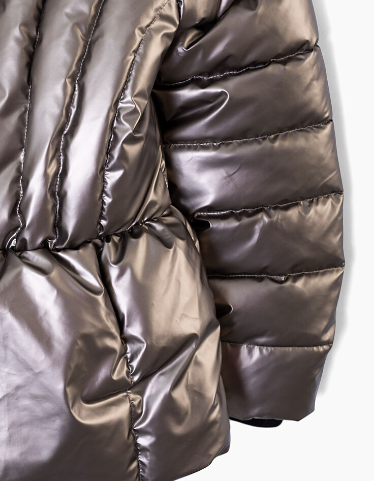 Anorak champán largo medio piel con guantes niña-6