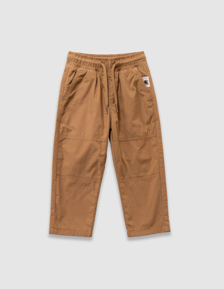 Pantalón camel forrado cintura elástica niño-1