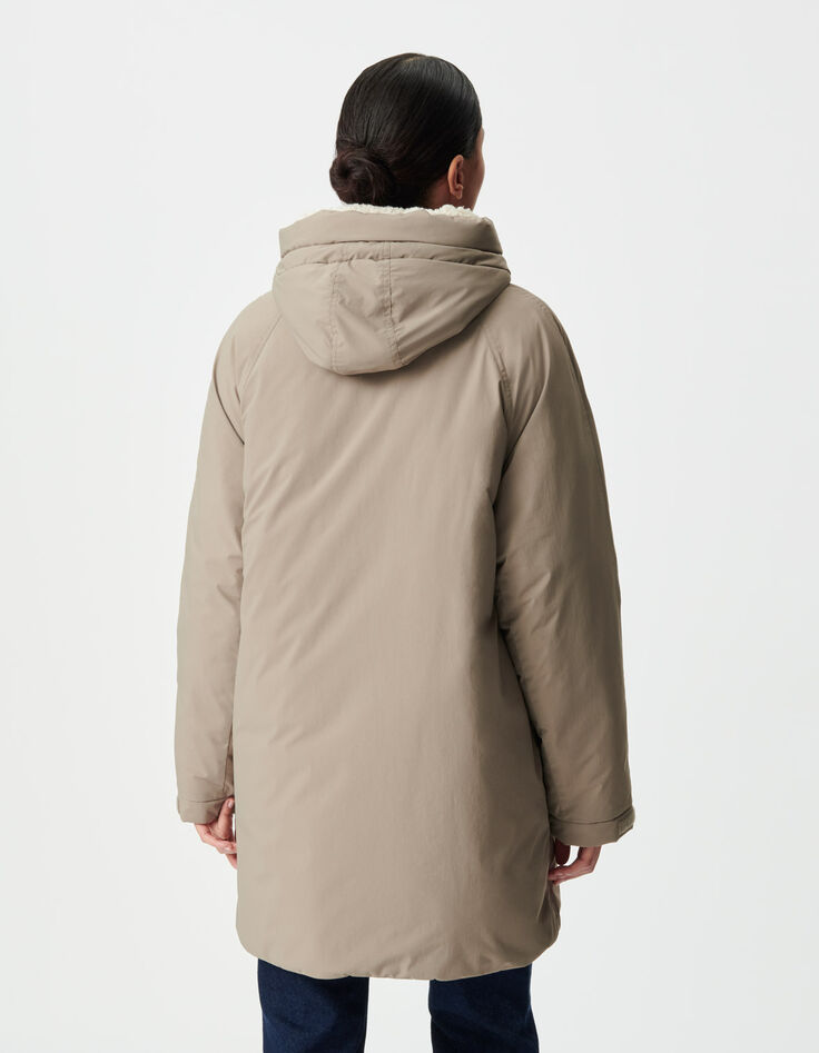 Plumas beige capucha forrado mujer-3