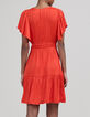 Orangefarbenes Damenkleid mit Schmetterlings&auml;rmeln-3