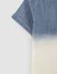 Baby boys’ blue denim shirt with detachable hood-5