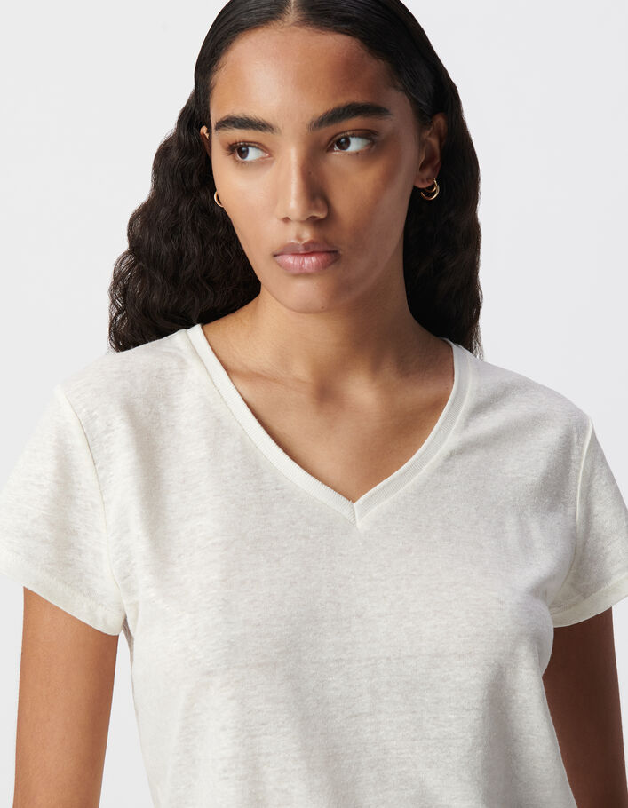 T-shirt En Lin Jaune IKKS - Taille 38, Occasion Très Bon état, Coupe Ample, Manches Courtes