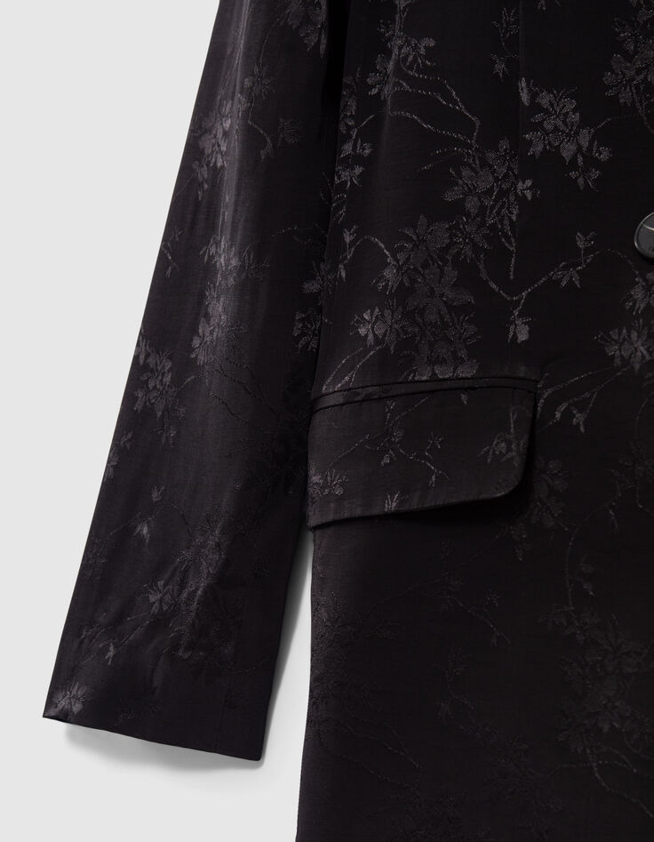 Women’s black plant motif jacquard suit jacket-7
