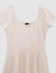Ecru Maxikleid, Mädchen, Gummizug am Ausschnitt-6
