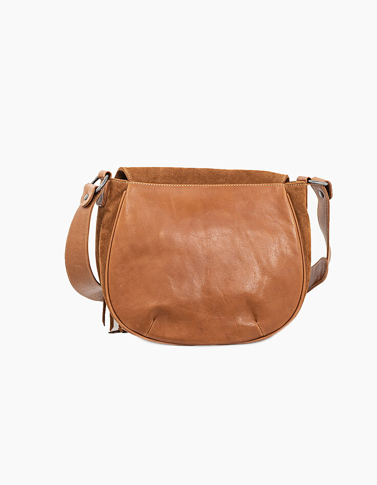 Sac besace The Waiter en cuir camel détails franges femme-2