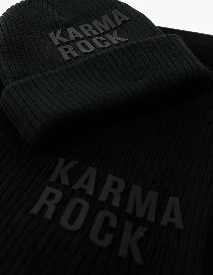 Women’s black "KARMA ROCK" knitted beanie and scarf - IKKS