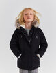 Schwarzer 2-in-1-M&auml;dchenparka mit Steppweste mit Sternen-2