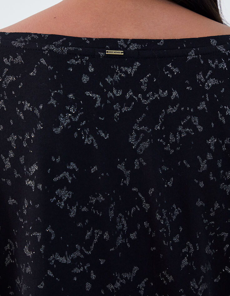 Zwart T-shirt metallic dierenprint dames-5 Zwart T-shirt metallic dierenprint dames-5