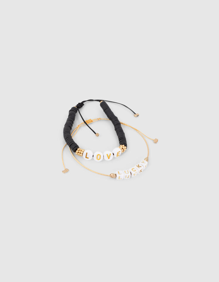 Girls’ vanilla and black slogan beaded bracelets-2 Girls’ vanilla and black slogan beaded bracelets-2